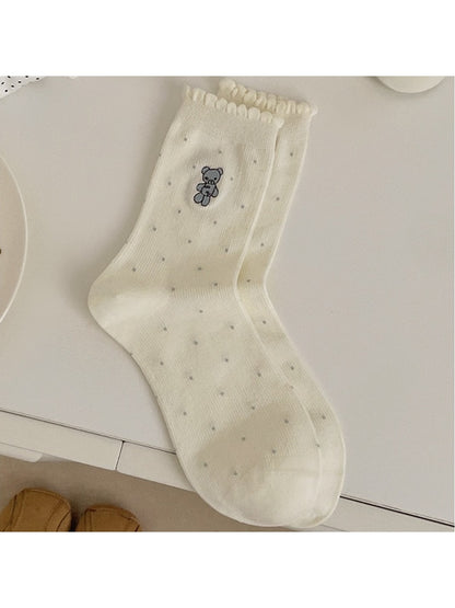 Rufia - Simple Bear Motif Crew Socks