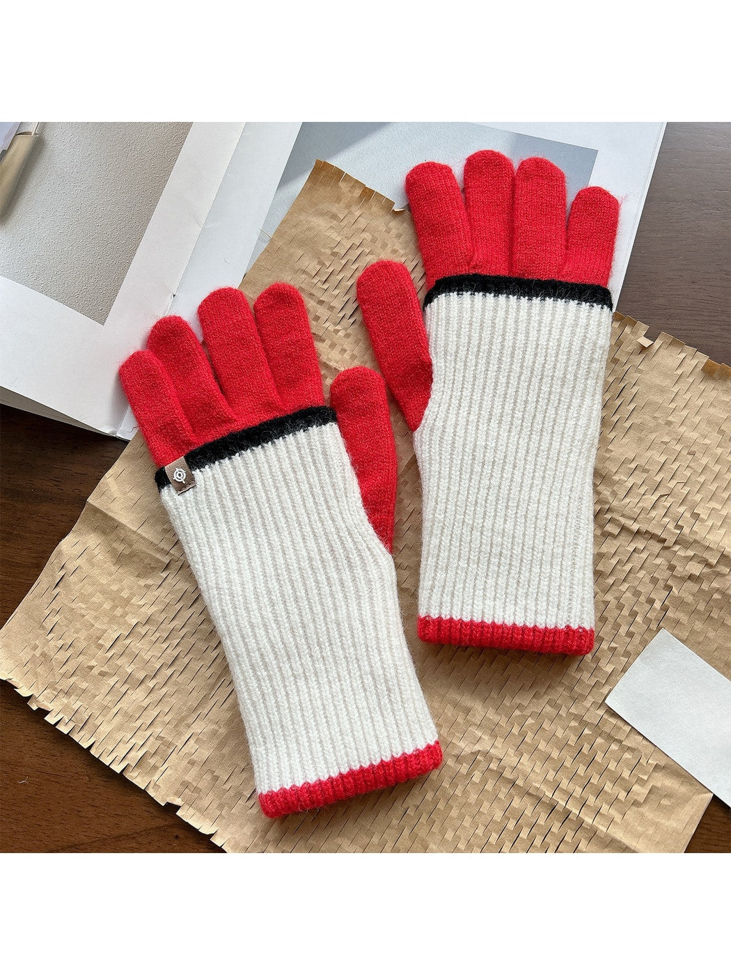 Gloving - Mixed Color Ribbed Finger-Opening Gloves