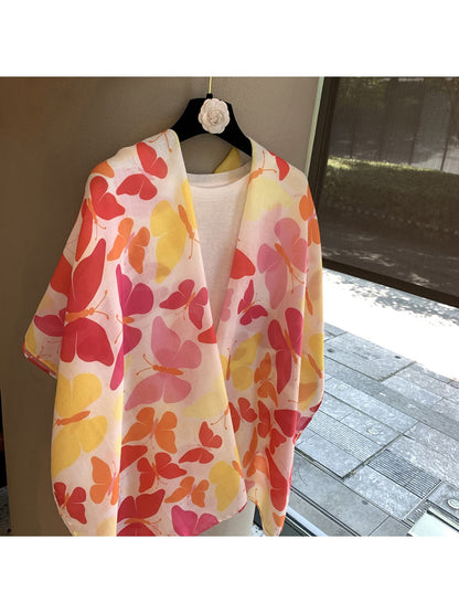Scarvii - Warm Colors Butterfly Print Rectangular Scarf