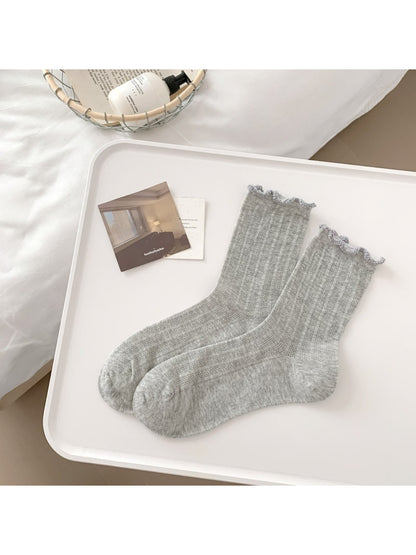 Rufia - Ruffle Ribbed Crew Socks product image 5