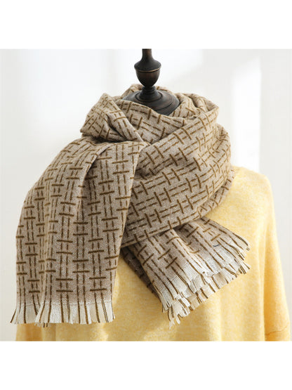 Scarvii - Geometric Pattern Fringe Winter Scarf