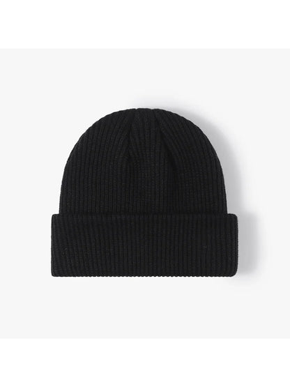 Haila - Solid Ribbed Cuffed Acrylic Knit Beanie