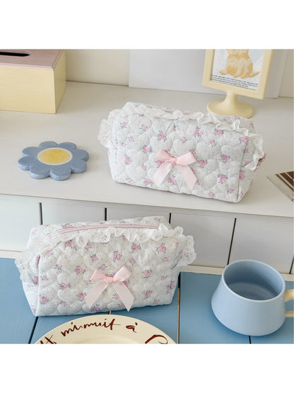 Cosbai makeup storage bag open showing organized and lace design