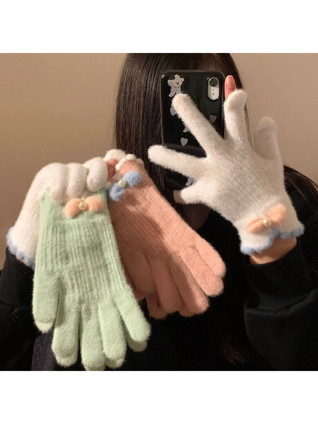 Gloving - Bow Detail Scalloped Cuff Gloves
