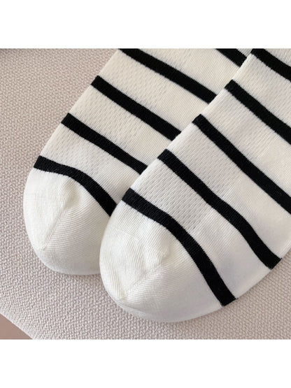 Rufia - Bear Embroidered Striped Crew Socks