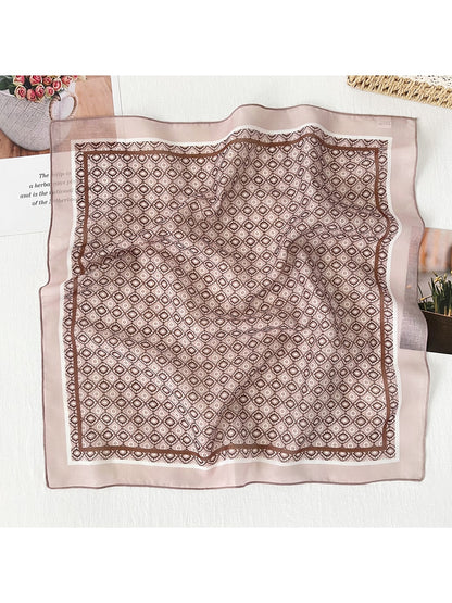Scarvii - Retro Border Print Fashion Square Scarf