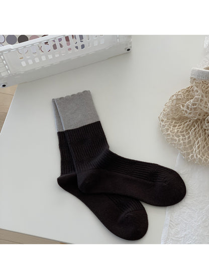 Rufia - Soft Ribbed Colorblock Crew Socks