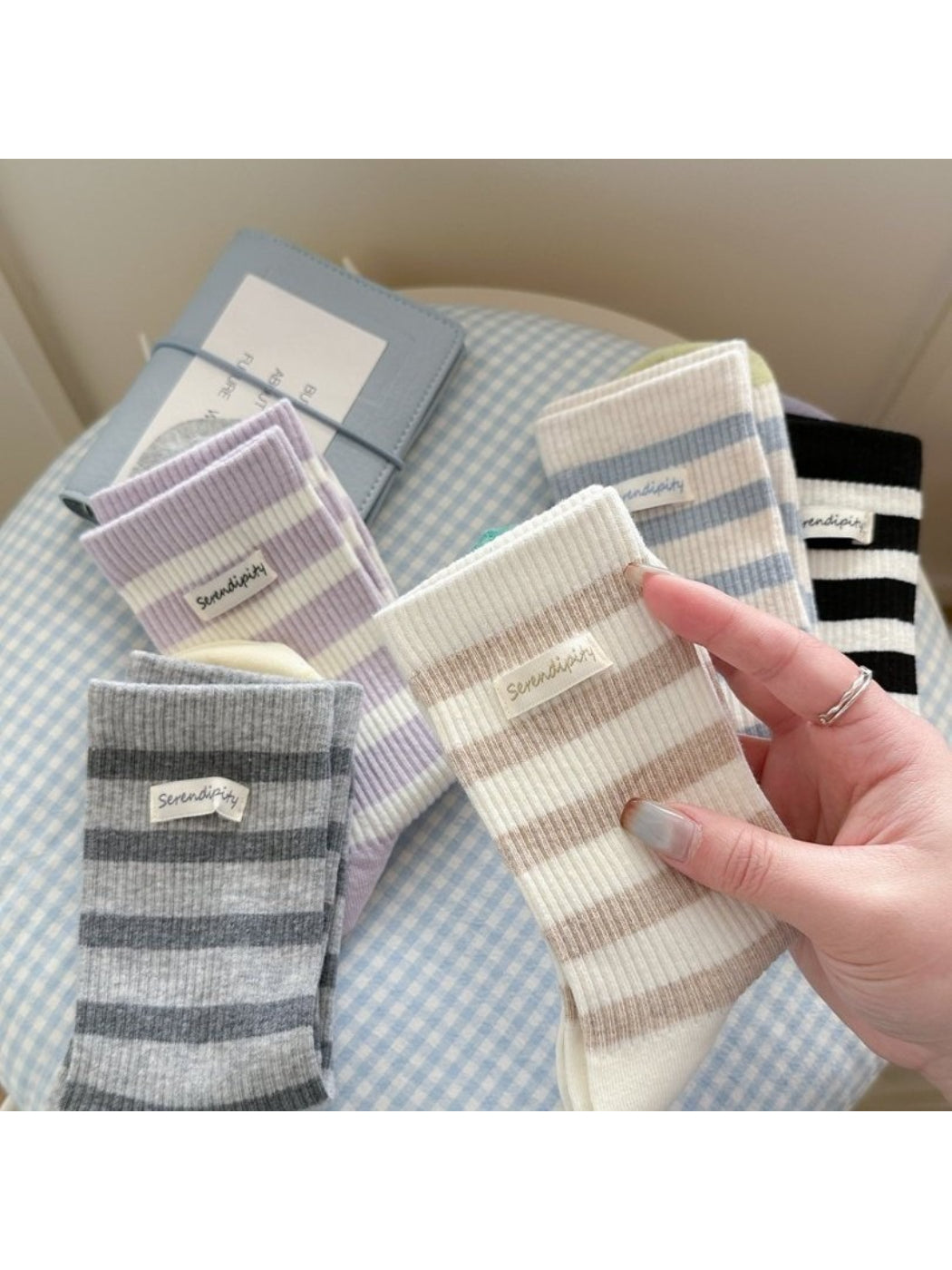 Rufia - Ribbed Stripe Crew Socks product image 1