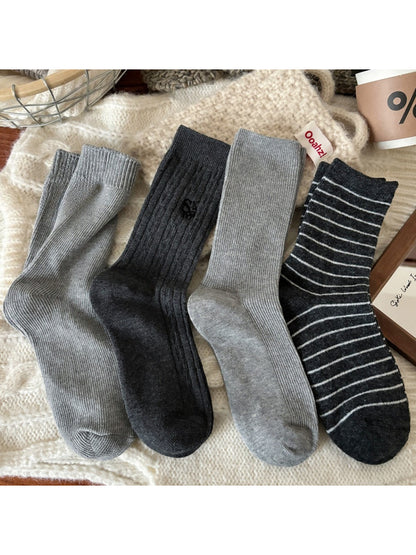 Rufia - Classic Ribbed Neutral Crew Socks