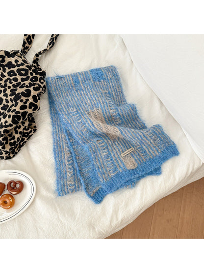 Scarvii – Fuzzy Stripe Knit Scarf