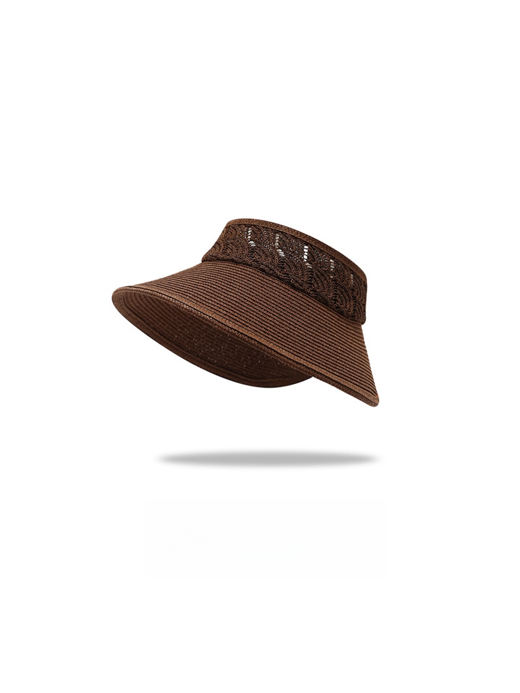 Haila - Wide Brim Hollow Crochet Visor Hat