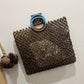 Cosbai - Boho Crochet Tote HandBag - Dark Brown