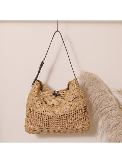 Cosbai - Openwork Design Woven Shoulder Bag