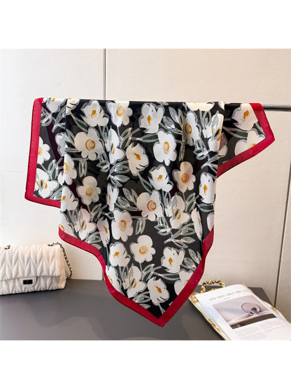 Scarvii - Floral Print Square Scarf