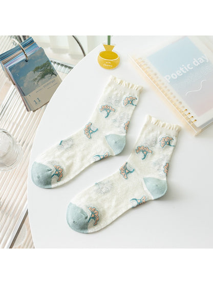 Rufia - Poetic Floral Texture Knit Crew Socks product image 5