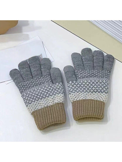 Gloving - Fair Isle Style Full-Finger Winter Gloves