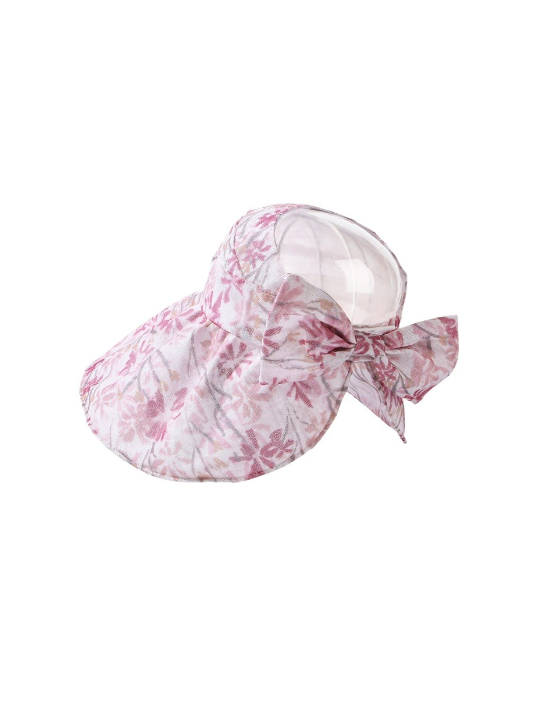Top view of pastel bloom wide brim hat highlighting wide brim and floral pattern
