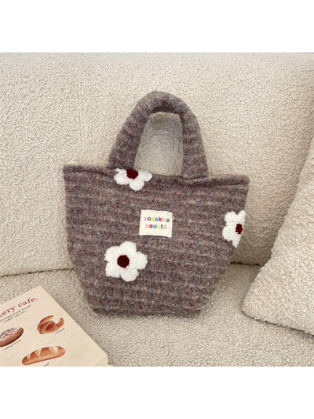 Cosbai - Mini Plush Flower Tote Bag