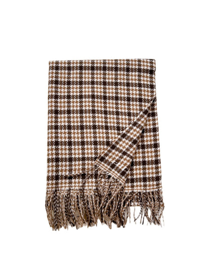 Scarvii - Retro Micro Plaid Fringe Winter Scarf