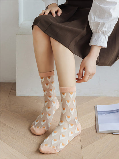 Rufia - Heart Pattern Sheer Socks