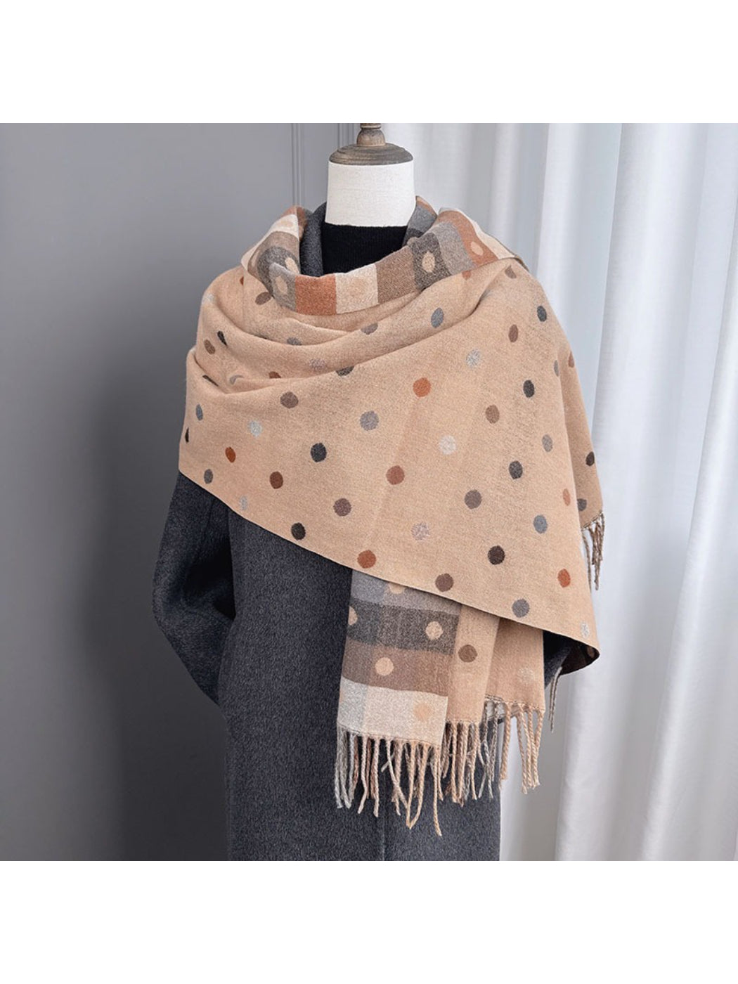 Scarvii - Reversible Soft Check Polka Scarf