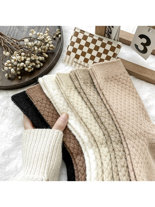 Rufia - Textured Solid Color Everyday Crew Socks