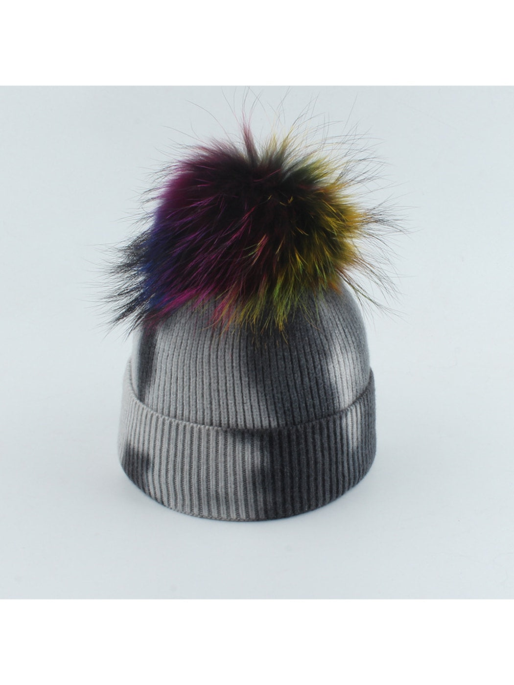 Haila - Striped Pom Pom Knit Beanie