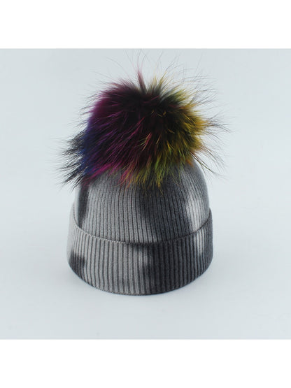 Haila - Striped Pom Pom Knit Beanie