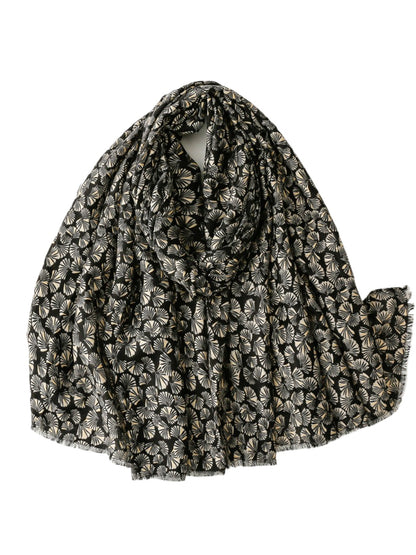 Scarvii - Lightweight Allover Leaf Print Scarf