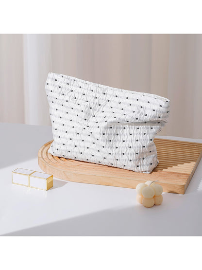 Cosbai - Portable Polka Dot Printed Makeup Bag