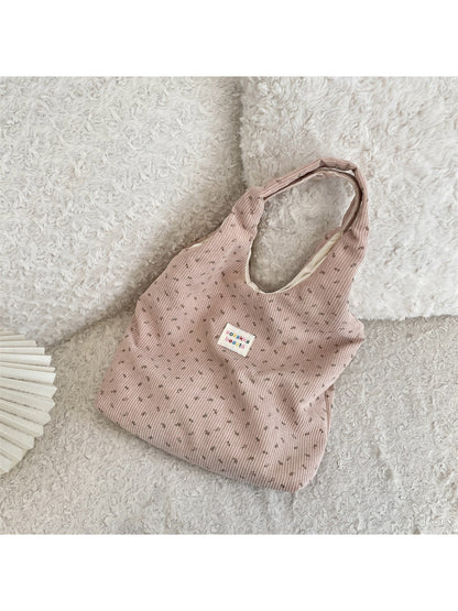 Cosbai – Corduroy Floral Shoulder Tote Bag