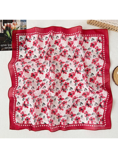 Scarvii - Fresh Floral Pattern Decorative Square Scarf