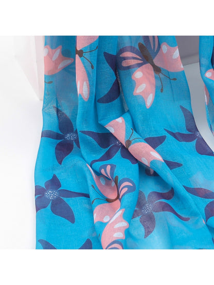 Scarvii - Blue Butterfly Print Women’s Scarf