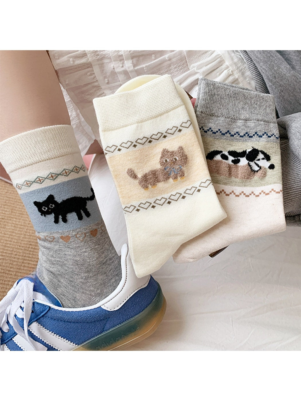 Rufia - Cartoon Animal Pattern Women's Crew Socks