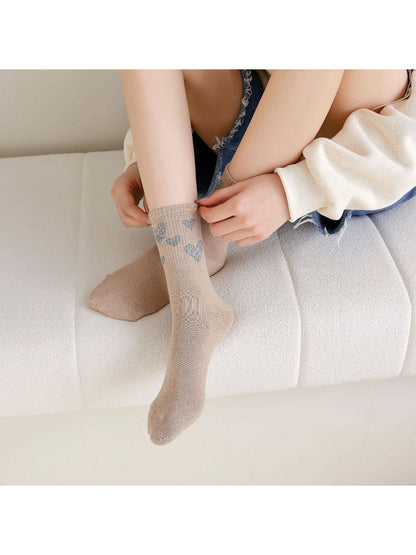 Rufia - Sketch Heart Motif Crew Socks
