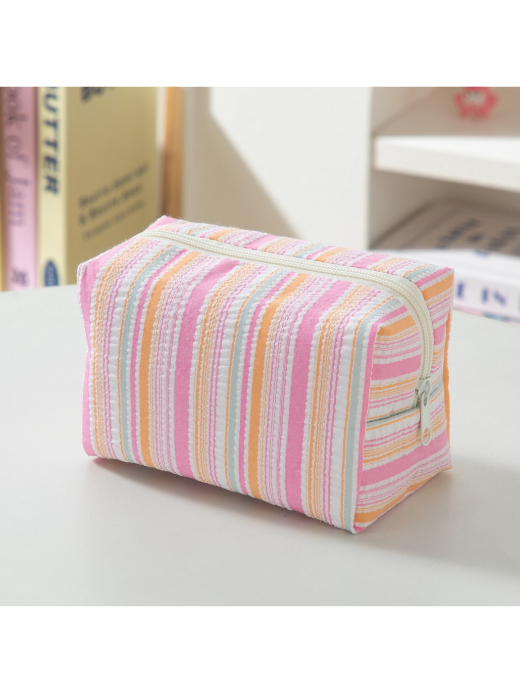 Cosbai - Striped Multi-toned Cosmetic Organizer Bag