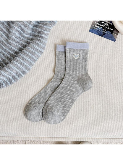 Rufia - Sweet Colorblock Bow Detail Crew Socks