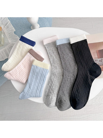 Rufia - Color Block Mesh Detail Women's Crew Socks