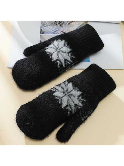 Gloving - Snowflake Fluffy Knit Women's Mittens