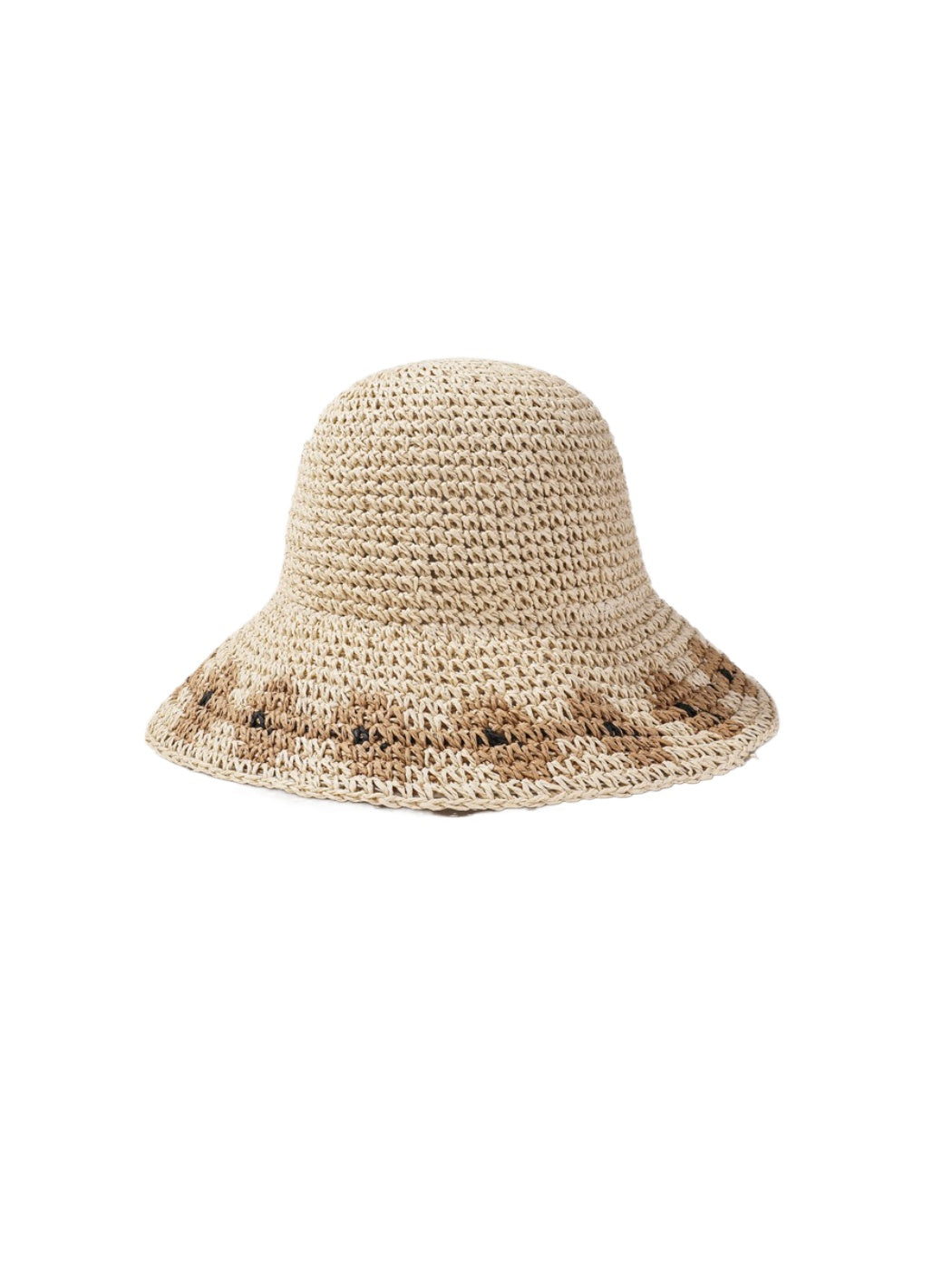 Side view of Haila woven sun hat showing contrast edge detail