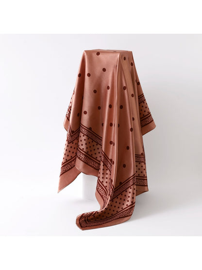 Scarvii - Warm Tones Polka Dot Printed Square Scarf