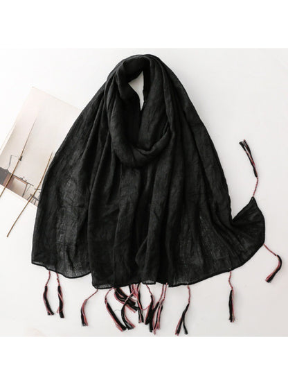 Scarvii - Light Crinkled Texture Tassel Edge Scarf