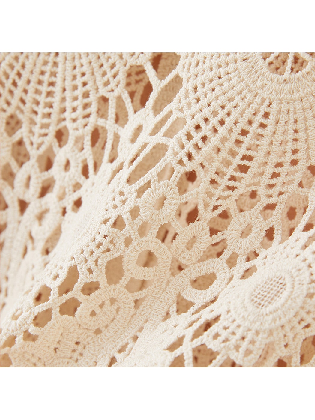 Crosa - Vacation Style V-Neck Hollow Out Knit Cardigan