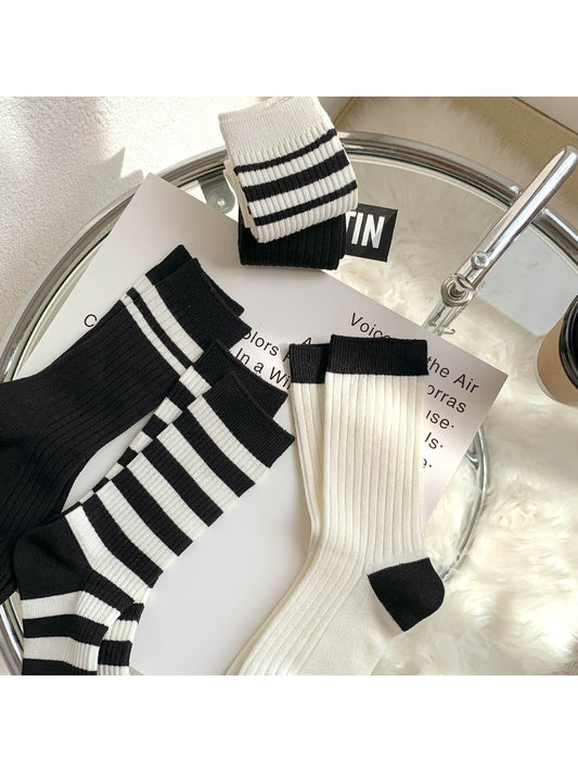 Rufia - Classic Stripe Ribbed Crew Socks