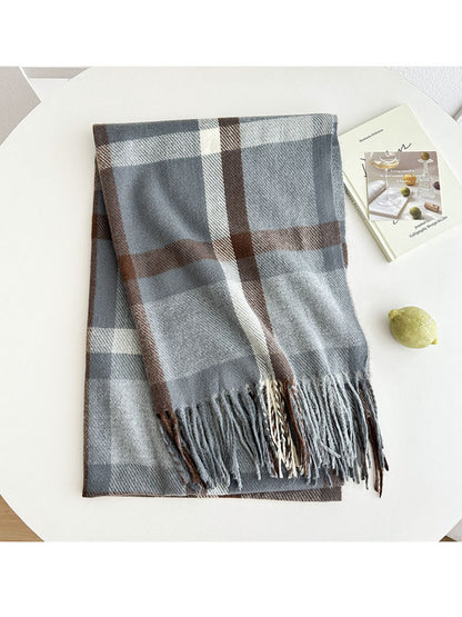 Scarvii - Colorblock Plaid Winter Scarf for Women