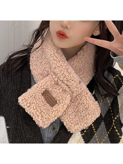 Scarvii - Solid Curly Looped Short Neck Scarf
