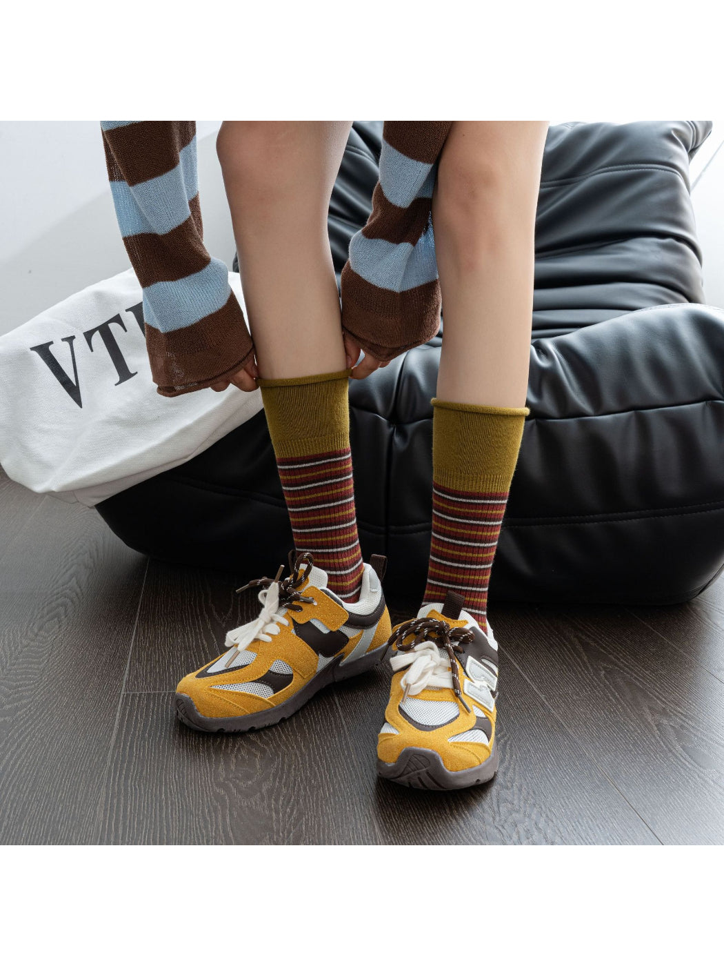 Rufia - Soft Contrast Striped Knit Crew Socks product image 4