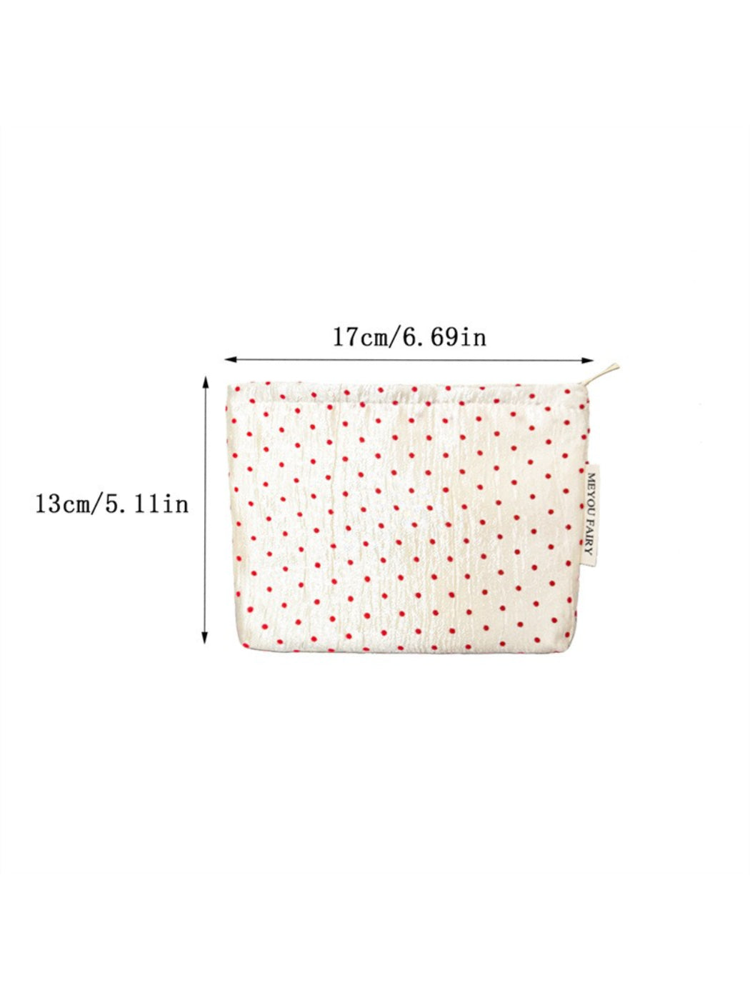Cosbai Red Dot Cosmetic Bag laying flat showing full red dot pattern