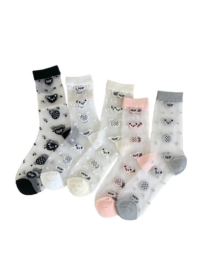 Rufia - Bear Polka Dot Sheer Crew Socks product image 1