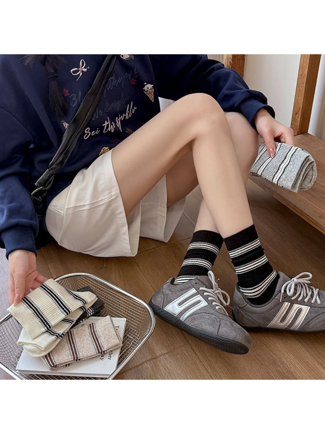 Rufia - Classic Stripe Ribbed Crew Socks product image 2
